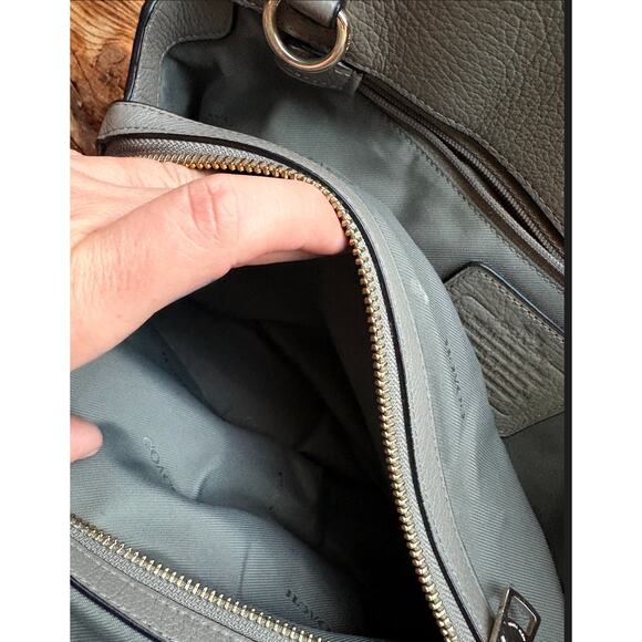 Women's Vintage Coach‎ Mercer Taupe Gray Pebbled Leather Large Tote Bag - Picture 5 of 5